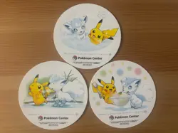 Pokemon Center Coaster Pikachu Alolan Vulpix Limited 3Set SAPPORO Promo NFS - Image 1