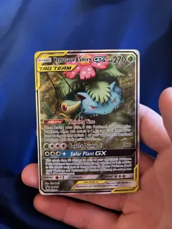 Venasaur & Snivy Tag Team SM229 Full Art Promo Pokemon TCG LP - Image 1