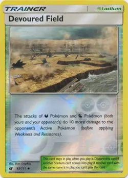 POKEMON CARD REVERSE HOLO DEVOURED FIELD 93/111 STADIUM TRAINER TCG CCG - Image 1