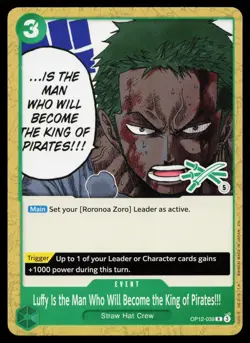 Luffy Is the Man Who Will Become the King of Pirates!!! OP12-039 Learn Together - Image 1