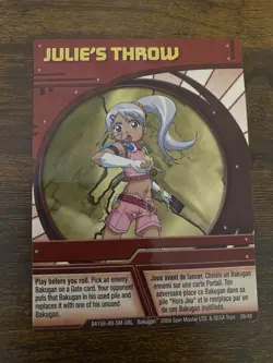 Bakugan Card - Julie's Throw - Red Ability Card - BA158 - 26/48 - 2008 - Image 1
