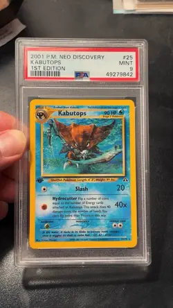 2001 Pokemon Card 1st Edition Kabutops #25 PSA 9 NEAR MINT Neo Discovery Pop 91 - Image 1
