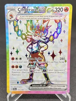 Pokemon TCG Cinderace EX Scarlet & Violet Stellar Crown Full Art Holo 157/142 - Image 1