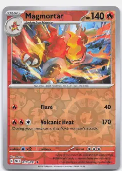 Magmortar 010/091 Rare Paldean Fates Pokemon Reverse Holo Near Mint - Image 1