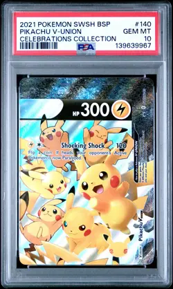 2021 POKEMON SWSH BLACK STAR PROMO CELEBRATIONS COLL #140 PIKACHU V-UNION PSA 10 - Image 1