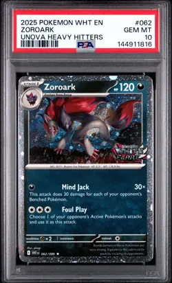 2025 POKEMON WHT EN-WHITE FLARE UNOVA PROMO #062 ZOROARK PSA 10 GEM MT - Image 1