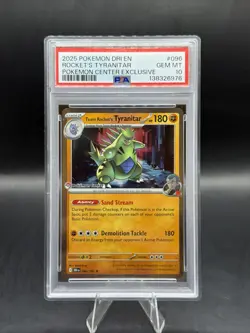 2025 POKEMON DESTINED RIVALS POKEMON CENTER #096 TEAM ROCKET'S TYRANITAR PSA 10 - Image 1
