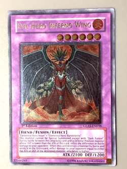 yugioh EVIL HERO INFERNO WING GLAS-EN038 Ultimate Rare 1st Edition near mint - Image 1