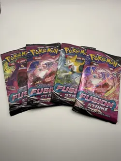 Pokemon TCG SWSH08 Fusion Strike Booster Pack Lot of 4 - Image 1