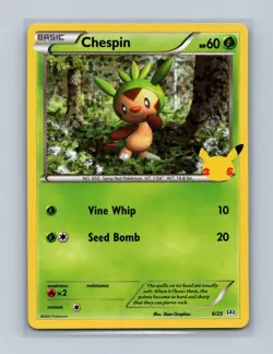 Chespin 006/025 Promo McDonald's 25th Anniversary Promos Pokemon Holo LP - Image 1