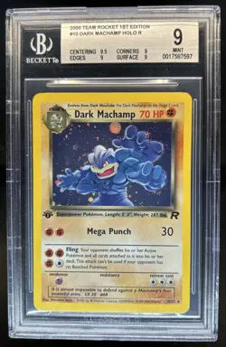 2000 Pokemon Team Rocket First Edition Dark Machamp Holo #10/82 BGS 9 - Image 1