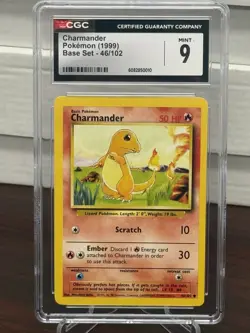 Pokemon Charmander 46/102 1999 Base Set Unlimited CGC 9 - Image 1