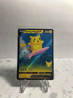 Surfing Pikachu V 008/025 Celebrations - Pokemon Card - NM - Image 2