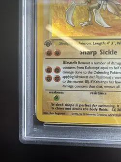 Kabutops Holo *1st Edition* PSA 8 Near Mint Pokemon Card - Fossil 1999 Set #9/62 - Image 4