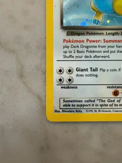 Dark Dragonite 5/82 Holo Rare Team Rocket Pokemon Card WOTC 2000 Vintage - Image 4