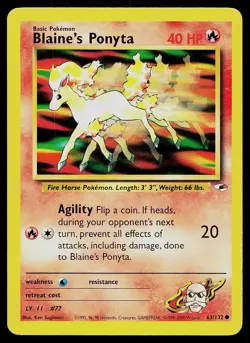 Pokemon Card Gym Heroes Blaine's Ponyta 63/132 Unlimited Common - Image 1