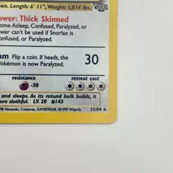 Snorlax 11/64 Jungle Holo LP/MP Rare WOTC Pokemon TCG Vintage Single - Image 5