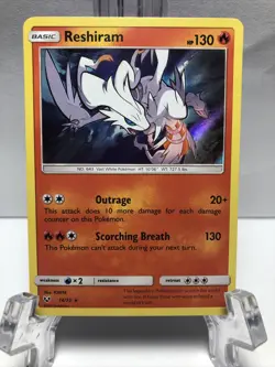Reshiram 14/73 Holographic Rare Shining Legends Pokemon TCG Near Mint - Image 1
