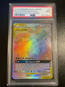 2019 POKEMON SUN & MOON SECRET #69 FULL ART/MOLTRES & ZAPDOS & ARTICUNO GX PSA 9 - Image 1