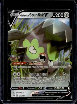 2020 Pokemon SWSH Darkness Ablaze Galarian Stunfisk V #128/189 - Image 1