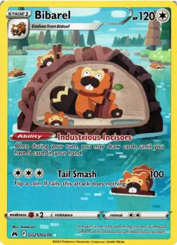 Pokemon TCG Bibarel Crown Zenith-Galarian Gallery GG25/GG70 Holo Ultra Rare NM - Image 1