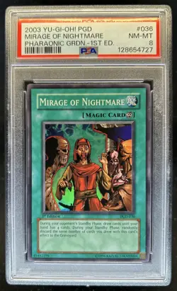 2003 Yu-Gi-Oh Pharaonic Guardian 1st Edition Mirage of Nightmare #PGD-036 PSA 8 - Image 1