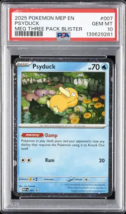 2025 POKEMON MEP EN-ME BLACK STAR PROMO #007 PSYDUCK PSA 10 - Image 1