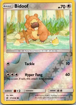 Bidoof 171/236 Common Unified Minds Pokemon Reverse Holo Near Mint - Image 1