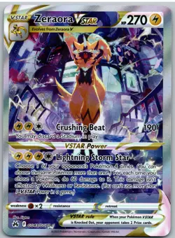 Zeraora VSTAR GG43/GG70 Holo VSTAR Rare Crown Zenith Galarian Gallery Pokemon NM - Image 1