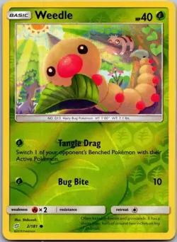 Weedle 2/181 Common Team Up Pokemon Reverse Holo Near Mint - Image 1