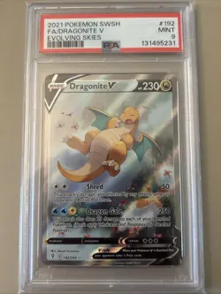 2021 Pokemon Sword & Shield Evolving Skies #192/203 Dragonite V FA PSA 9 FDP88 - Image 1
