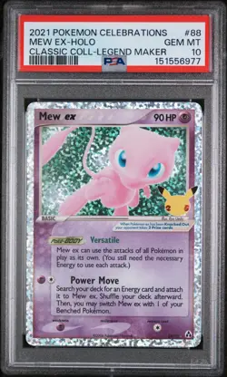 PSA 10 Mew ex #88/92 Pokemon Celebrations: Classic Collection Holo 2021 - Image 1