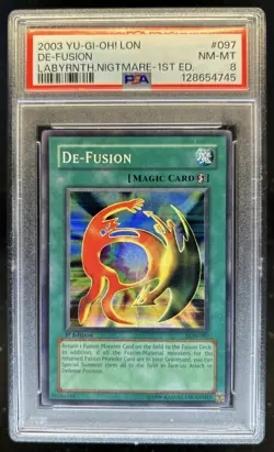 2003 Yu-Gi-Oh Labyrinth of Nightmare 1st Edition De-Fusion #LON-097 PSA 8 - Image 1