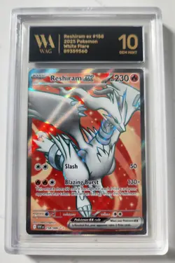Reshiram ex 158/086 Sv: White Flare Holo WAG Graded Gem Mint 10 Pokemon Card - Image 1