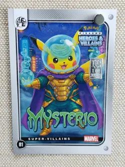 Pokemon Pikachu 1Gr Silver Holo Mysterio Heroes & Villains Card Marvel #81 Alt - Image 1
