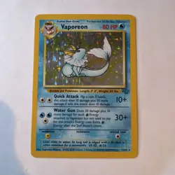 Pokemon TCG Vaporeon Holo Rare Card 12/64 Base Set Jungle Set - Image 1