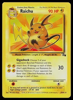 Pokemon Card - Raichu Fossil 29/62 Rare - Image 1