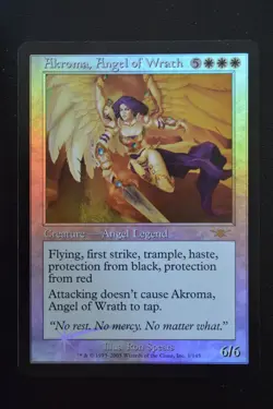 Magic The Gathering MTG AKROMA, ANGEL OF WRATH FOIL Legions LP Lightly Played - Image 1