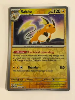 Pokemon TCG 151 Reverse Holographic Raichu 026/165 Near Mint - Image 1