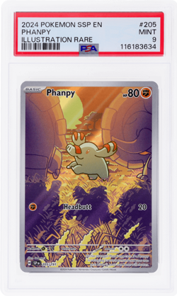2024 Pokemon Scarlet and Violet Surging Sparks Phanpy Illustration Rare PSA 9 - Image 1