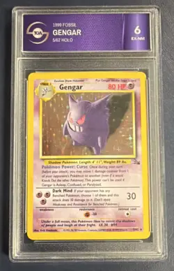Gengar 5/62 Fossil Holo Rare TGA Graded 6 EX-NM Pokemon TCG - Image 1