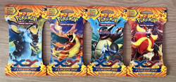 4x Pokemon XY FLASHFIRE SLEEVED BOOSTER PACKS - COMPLETE ART SET - SEALED - Image 1