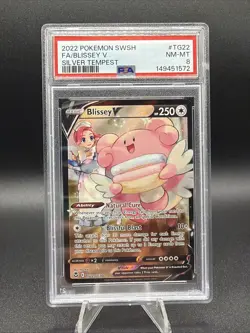 2022 Pokemon SWSH Silver Tempest Full Art Blissey V #TG22 PSA 8 - Image 1