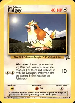 Pidgey 086/130 Common - Pokemon Base Set 2 2000 - Damaged(Creased) - Image 1