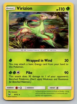 Virizion 8/73 Holo Rare Shining Legends Pokemon Lightly Played - Image 1
