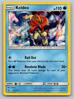 Keldeo 26/73 Holo Rare Shining Legends Pokemon Lightly Played - Image 1