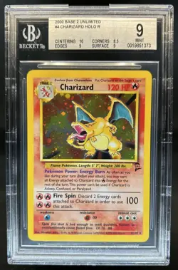 2000 Pokemon 2 Charizard Holo Rare #4/130 BGS 9 - Image 1