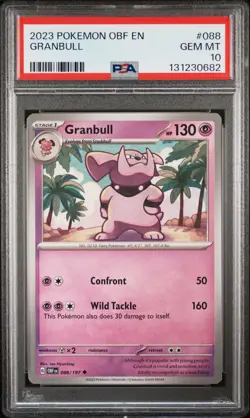 PSA GEM MT 10 - 2023 POKEMON OBF EN-OBSIDIAN FLAMES 088 GRANBULL | POP 1 - Image 1