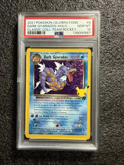 2021 Pokemon Celebrations Classic Coll Team Rocket #8 Dark Gyarados Holo PSA 10 - Image 1