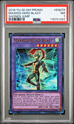PSA 7 Masked Hero Blast JUMP-EN078 Shonen Jump Magazine 2016 Yugioh Promo - Image 1